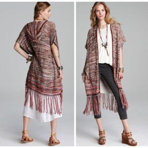 Free People Jungle Heat Hood Tiger Fringe Cardigan